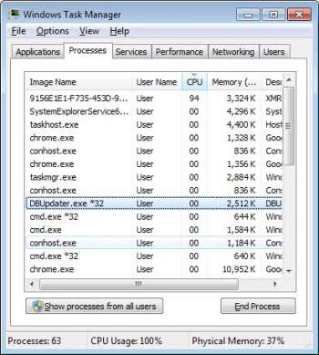 OSDSoft DBUpdater.exe Miner Trojan Screenshot